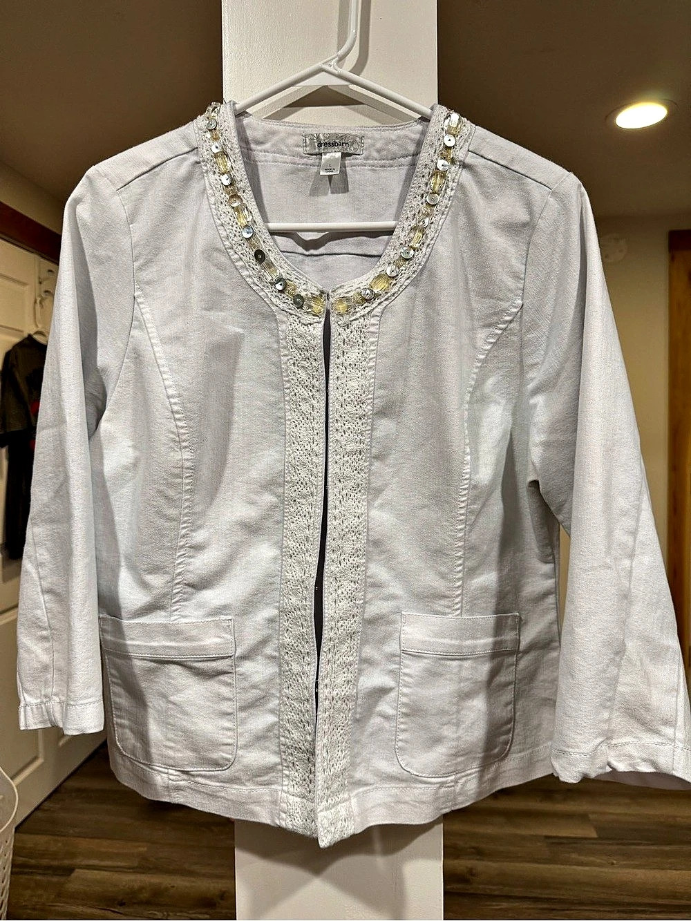 Y2k dressbarn Embellished Zip Jacket in White Size Large Like New